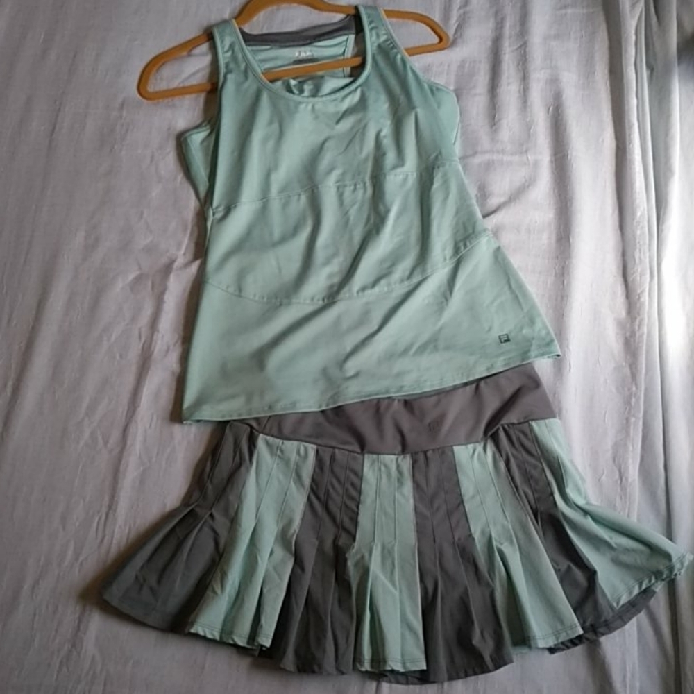 Fila activewear outfit, size M, mint & gray